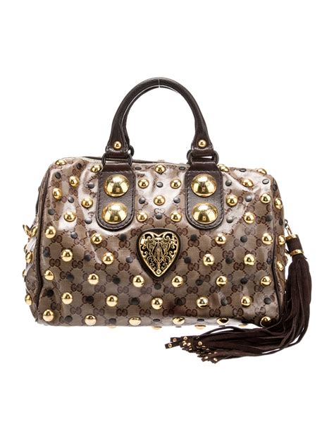 gucci babouska studded boston bag|gucci babouska leather bags.